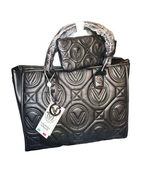 Valentino Orlandi Handbags - Valentino Orlandi Quilted Logo Tote Bag with Matching Pouch